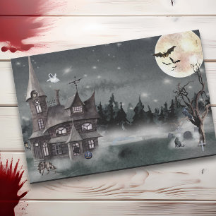 Halloween Spuk Haus Wassercolor Seidenpapier