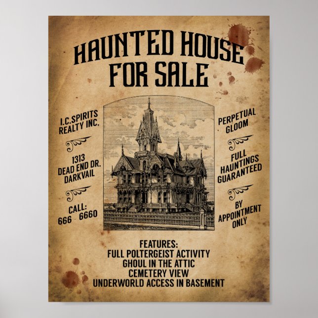 Halloween Spuk Haus zum Verkauf Poster (Vorne)