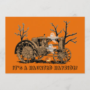 Halloween Spuk Hay Ride Farm Traktor Ghosts Einladung