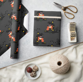 Halloween Spuk Hexenhaus Black Geschenkpapier