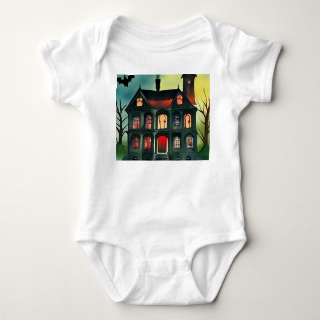 Halloween Spuk House Baby Strampler (Vorderseite)
