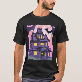 Halloween Spuk House Bats Moon Emo Goth T-Shirt