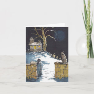 Halloween Spuk House Beängstigend Cat Card Karte