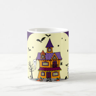 Halloween Spuk House Black Bat Full Moon Ghost Kaffeetasse