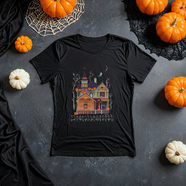 Halloween Spuk House Black T - Shirt