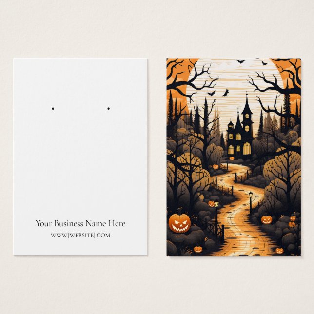 Halloween Spuk House Earring Display Card (Vorne & Hinten)