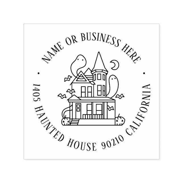Halloween Spuk House Individuelle Name Rücksendead Permastempel (Design)