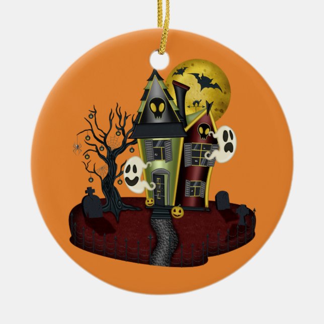 Halloween Spuk House Keramik Ornament (Vorne)