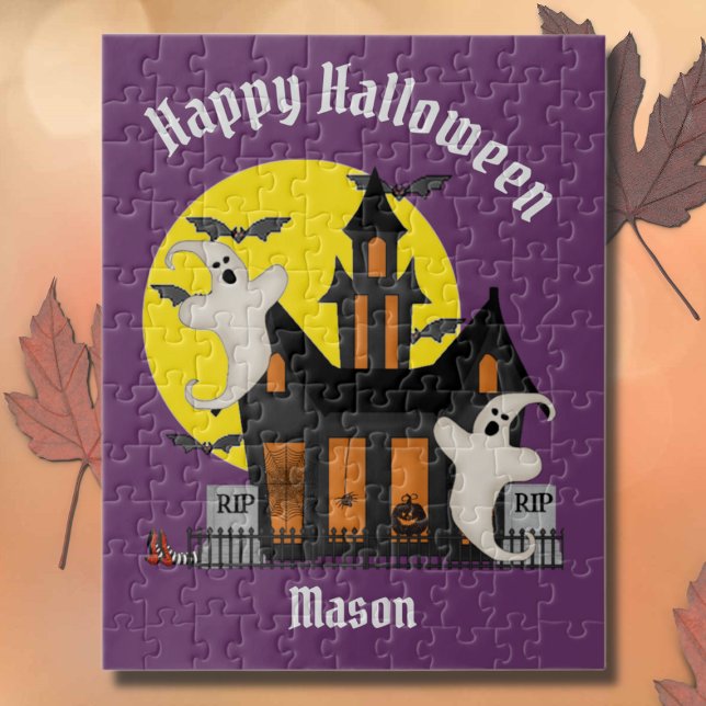 Halloween Spuk House Kids Personalisiert Puzzle (Von Creator hochgeladen)