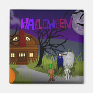 Halloween Spuk House Magnet