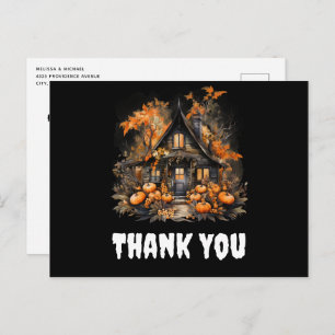 Halloween Spuk House mit Pumpkins Danke Postkarte