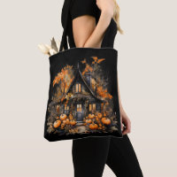 Halloween Spuk House mit Pumpkins & Foliage