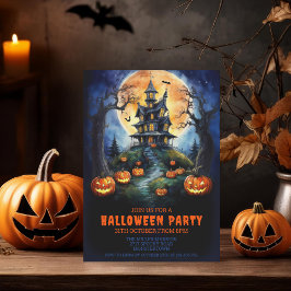 Halloween Spuk House mit Pumpkins Party Einladung