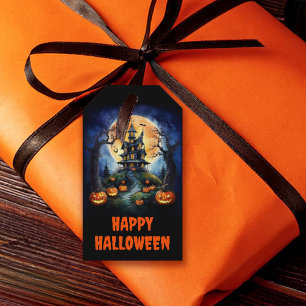 Halloween Spuk House mit Pumpkins Party Geschenkanhänger