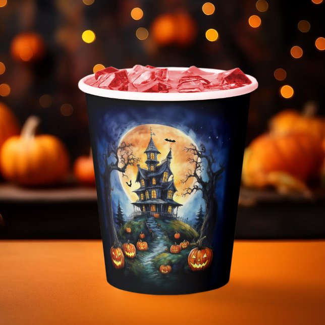 Halloween Spuk House mit Pumpkins Party Pappbecher (Von Creator hochgeladen)