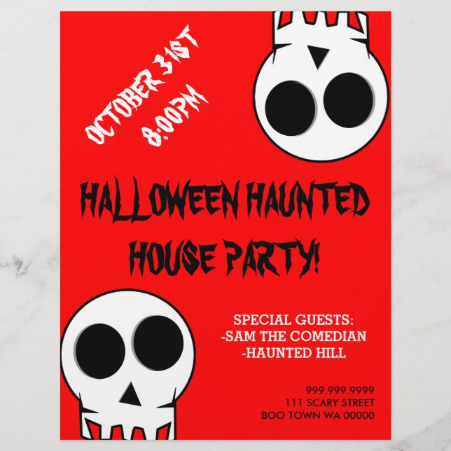 Halloween Spuk House Party Ankündigung Flyer (Vorne)