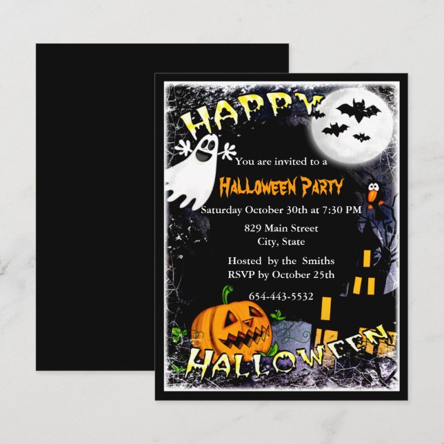 Halloween Spuk House Party Einladung (Vorne/Hinten)
