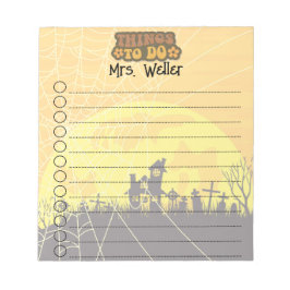 Halloween Spuk House Personalisiert Teacher To Do Notizblock