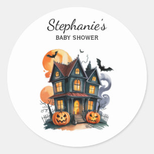 Halloween Spuk House Pumpkin & Baby Dusche Runder Aufkleber