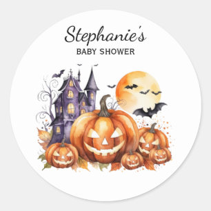 Halloween Spuk House Pumpkin & Baby Dusche Runder Aufkleber