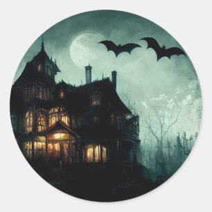Halloween Spuk House Runder Aufkleber