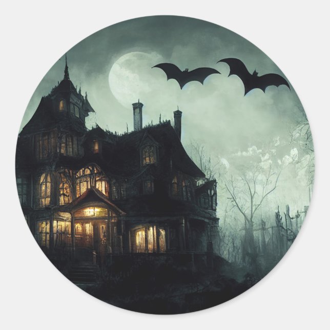 Halloween Spuk House Runder Aufkleber (Vorderseite)
