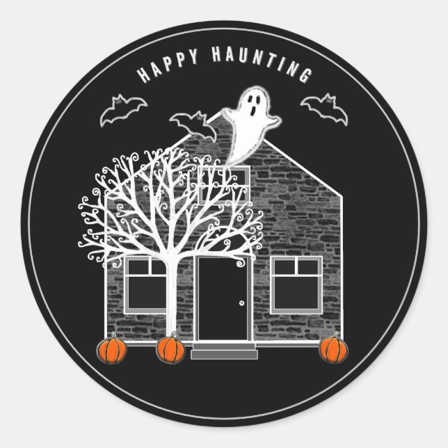 Halloween Spuk House Runder Aufkleber (Vorderseite)