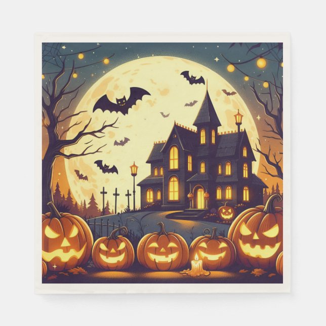 Halloween Spuk House Serviette (Vorderseite)