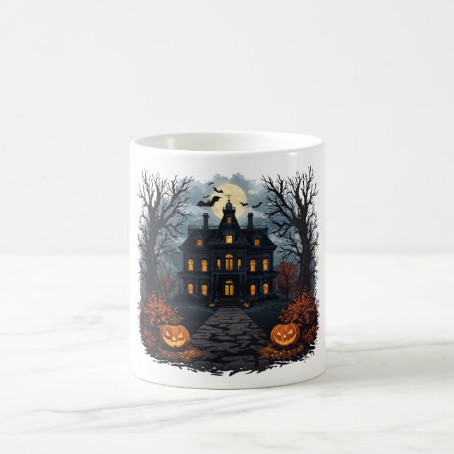 Halloween Spuk House und Full Moon Coffee Tasse (Mittel)