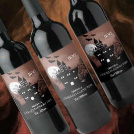 Halloween Spuk House Weinetikett