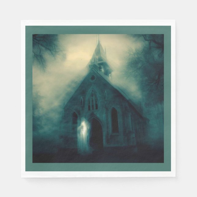 Halloween - Spuk Kirche 4 Serviette (Vorderseite)