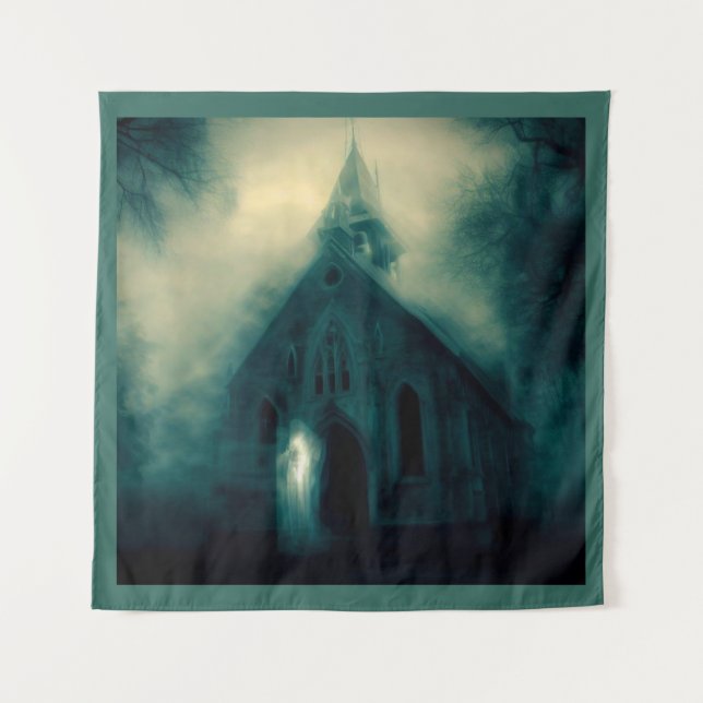 Halloween - Spuk Kirche 4 Wandteppich (Vorderseite)