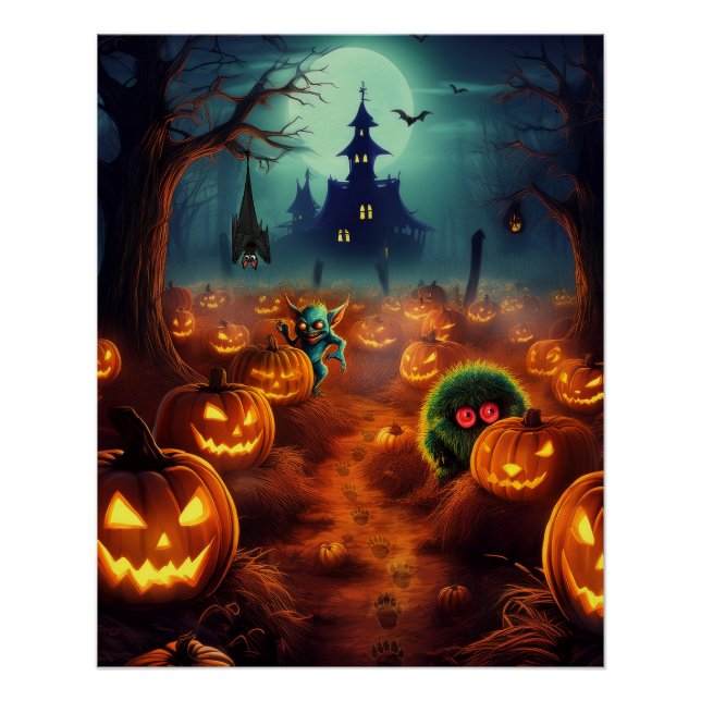 Halloween-Spuk-Kürbispatch Poster (Vorderseite)