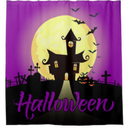 Halloween Spuk Schloss Duschvorhang