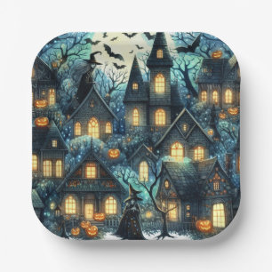 Halloween-Spuk Szene Pappteller