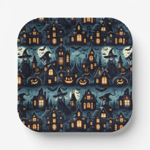 Halloween-Spuk Szene Pappteller