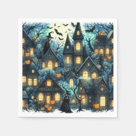 Halloween-Spuk Szene Serviette