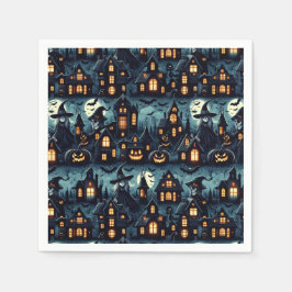 Halloween-Spuk Szene Serviette