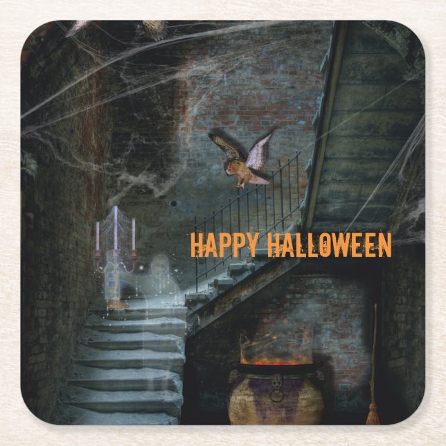 Halloween, Spuk Treppe Rechteckiger Pappuntersetzer (Vorderseite)