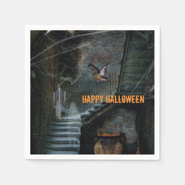Halloween, Spuk Treppe Serviette (Vorderseite)