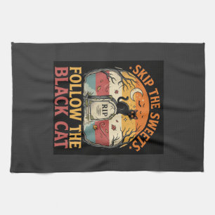 Halloween Spukende schwarze Katze Unfug Geschirrtuch