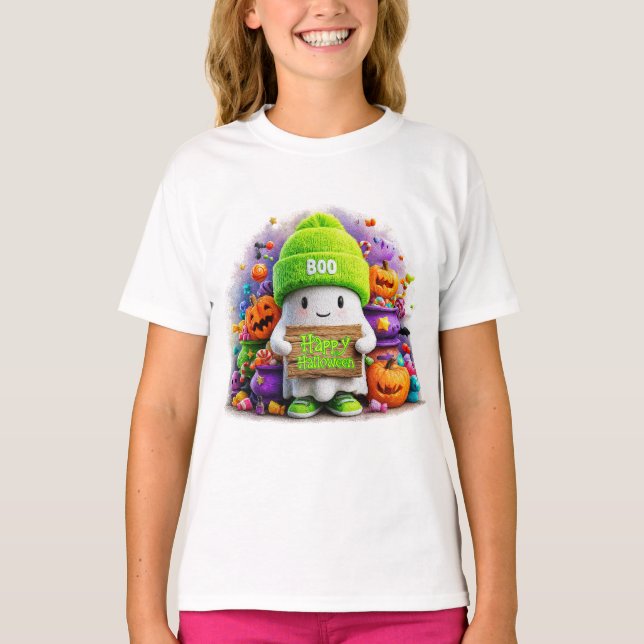 Halloween Spukgeist - Frohes Halloween T-Shirt (Vorderseite)