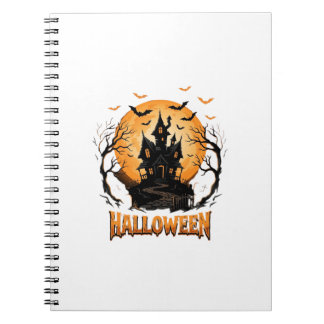 Halloween Spukhaus Fledermaus Mond Grafikdesign Notizblock