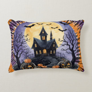 Halloween,Spukhaus, Gruselige Kürbisse,Fledermäuse Dekokissen