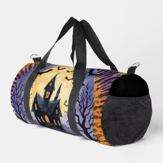 Halloween,Spukhaus, Gruselige Kürbisse,Fledermäuse Duffle Bag
