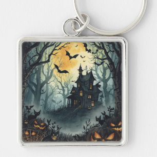 Halloween, Spukhaus, Gruselpumpkins, Fledermäuse,  Schlüsselanhänger