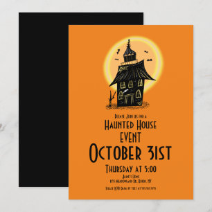 Halloween Spukhaus handgezeichnetes Design Einladung