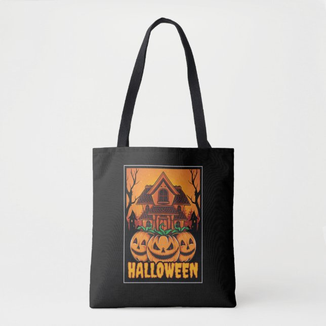 Halloween Spukhaus-Kürbis-Illustration (Vorderseite)
