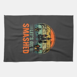 Halloween Spukhaus Lasst Uns Zerstört Retro Geschirrtuch