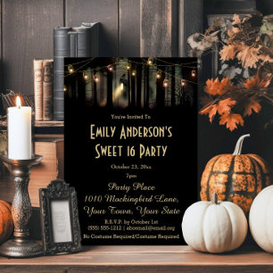 Halloween Spukhaus Mason-Glas-Kostüm Sweet 16 Folieneinladung